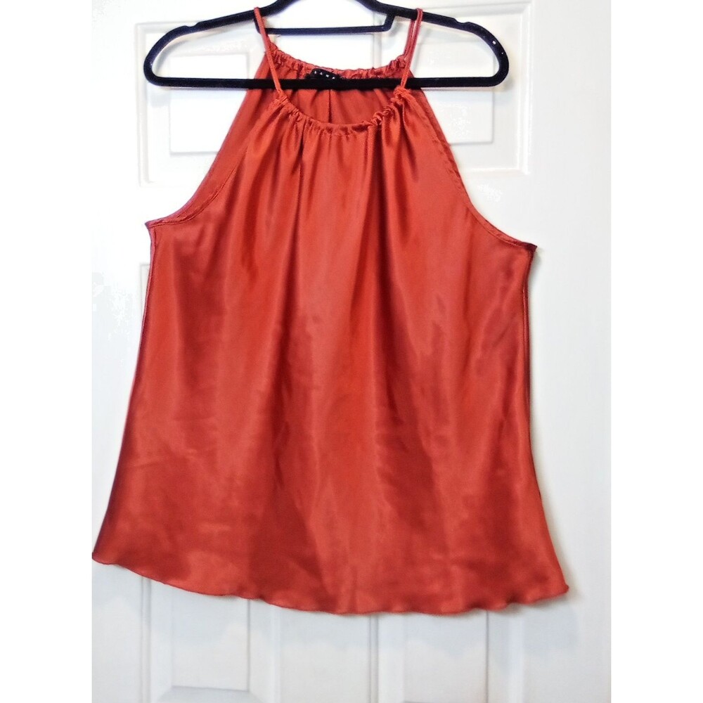 Tiana B. Women's Satin Halter Cami Tank Spaghetti Straps Orange XL